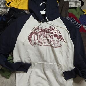 Denim & Supply Ralph Lauren Navy and White Men's Hoodie